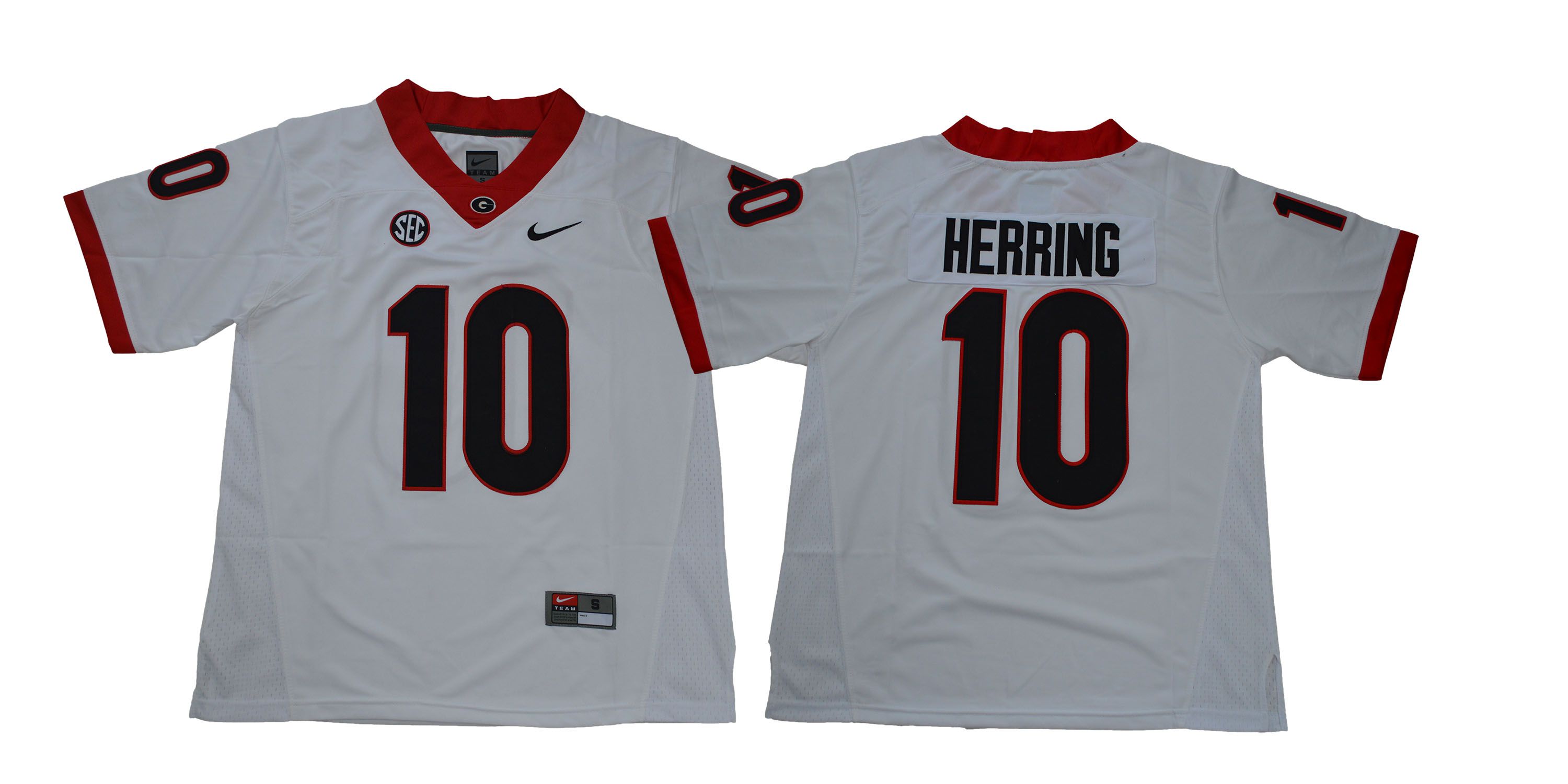 Men Georgia Bulldogs 10 Herring White NCAA Jerseys